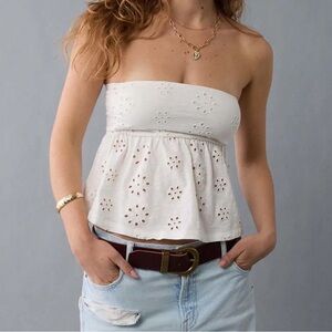 american eagle White Eyelet Tube top